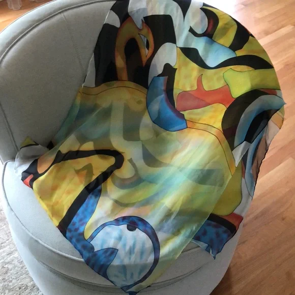 Cocoon House Exquisite Artist Art-to-Wear Fine Silk Rectangle WrapMulticolor